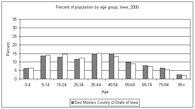 Des Moines County age graph