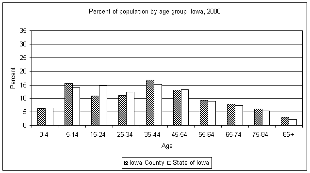 Iowa County age graph